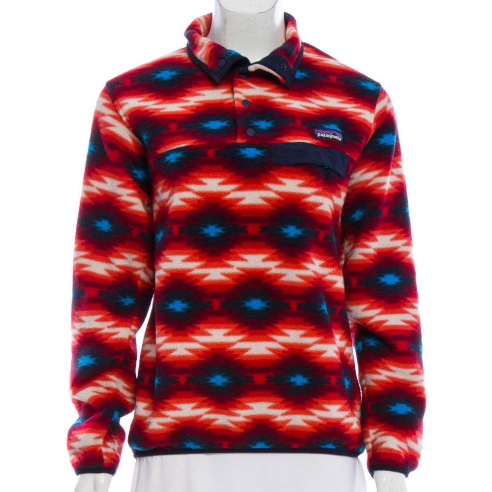 Patagonia Multicolor Aztec Print Fleece Synchilla Snap-T Pullover Size XS
